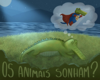 Imagem do mascote Jack sonhando.