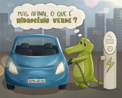 Imagem do mascote Jack abastecendo um carro com hidrogênio.