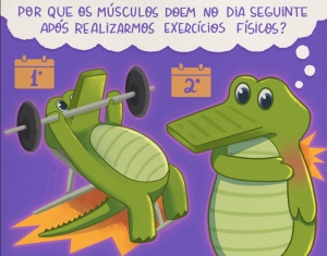 Mascote Jack fazendo atividade de musculação