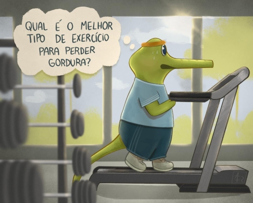 Imagem do mascote Jack andando na esteira.