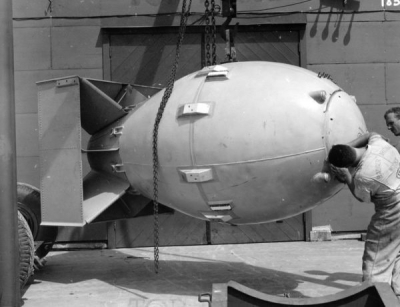 Fat Man, a bomba atômica que foi detonada sobre Nagasaki em agosto de 1945.