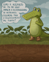 Imagem do mascote Jack testando o pH do solo.